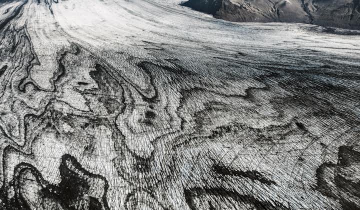 The edge of a glacier in Vatnajokull National Park in South Iceland, photographed from above.