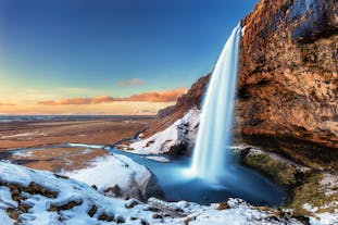 Seljalandsfoss waterfall in the winter time