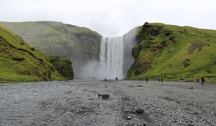 The majestic Skogafoss waterfall is a highlight of the South Coast tour.