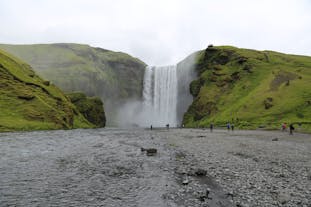 The majestic Skogafoss waterfall is a highlight of the South Coast tour.