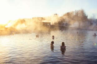 People bathing in the Secret Lagoon