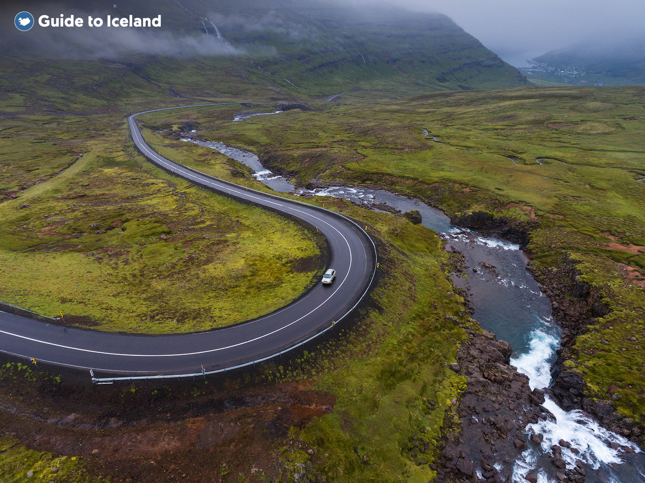 A winding road in the East of Iceland