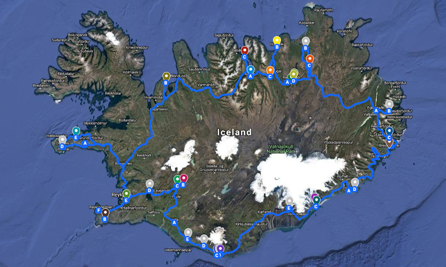 10天冰岛自驾环岛游：一号公路+斯奈山自驾地图