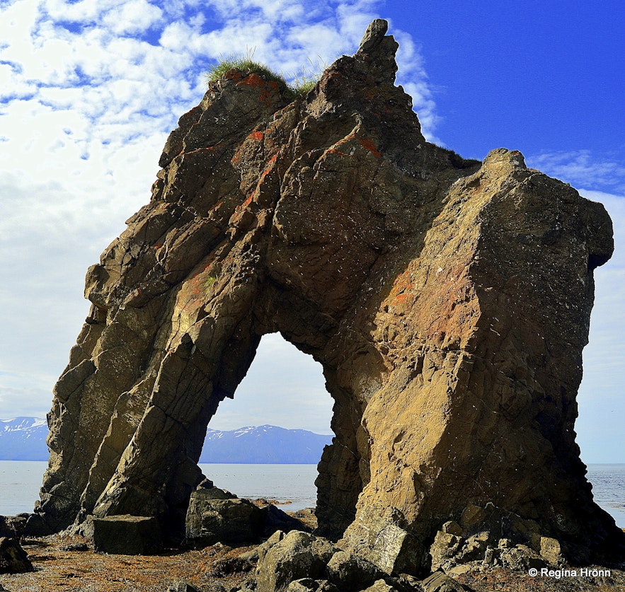 Gatanöf arch-rock on Bakkahöfði cape North-Iceland