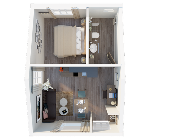 The layout of an apartment at Country Hotel Anna