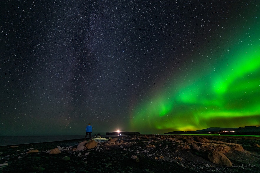 Aurora Borealis and the Milky way above Dyrhólaey.