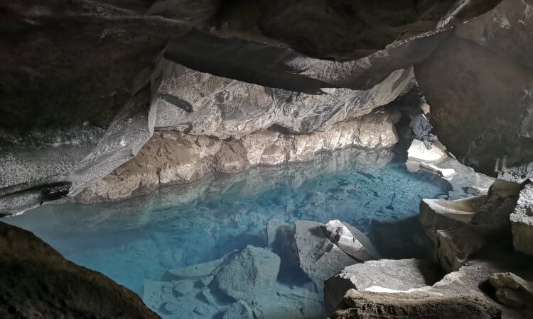 The Grjotagja Geothermal Cave located in the north of Iceland.