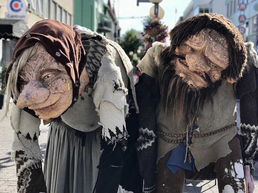 Gryla and Leppaludi figures in Akureyri