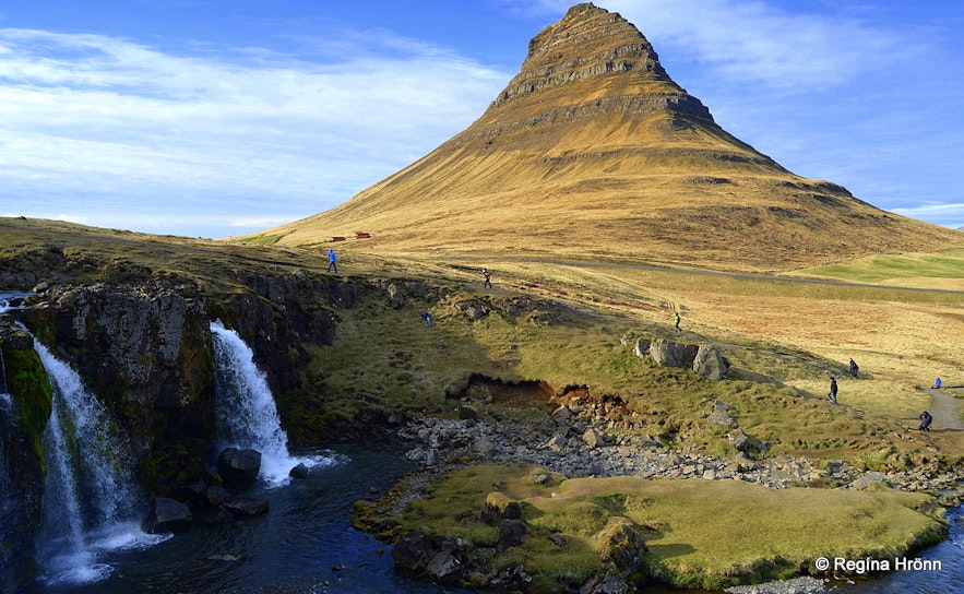 Mt. Kirkjufell and Kirkjufellsfoss waterfall