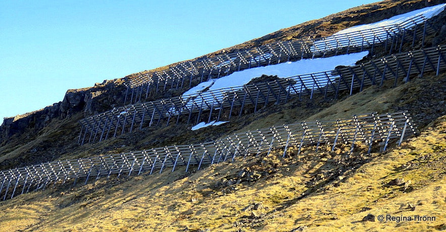 Avalanche barriers above Ólafsvík village