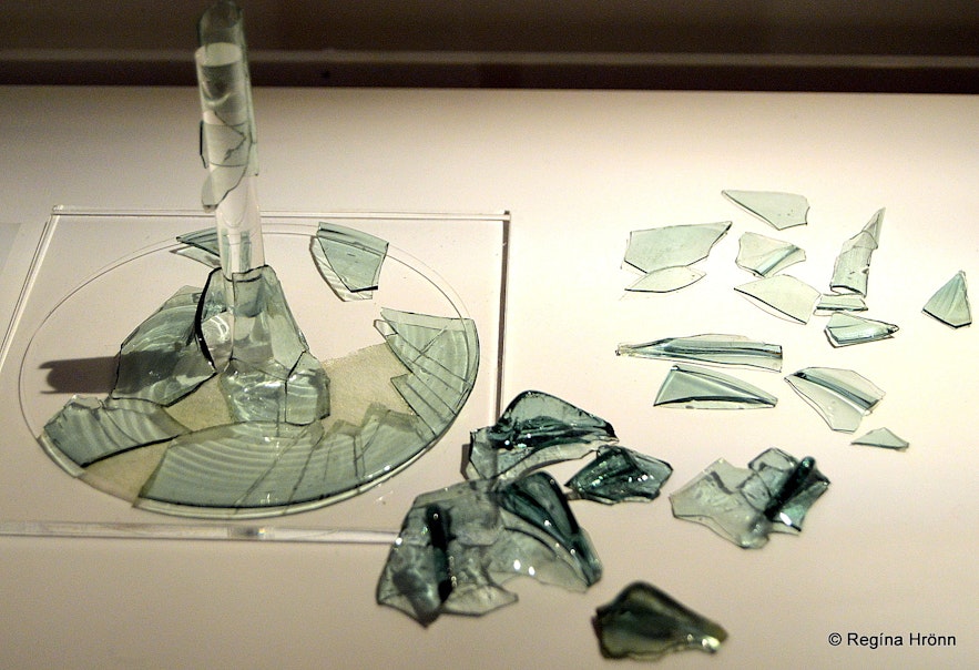 A broken beaker made of glass at Snorrastofa