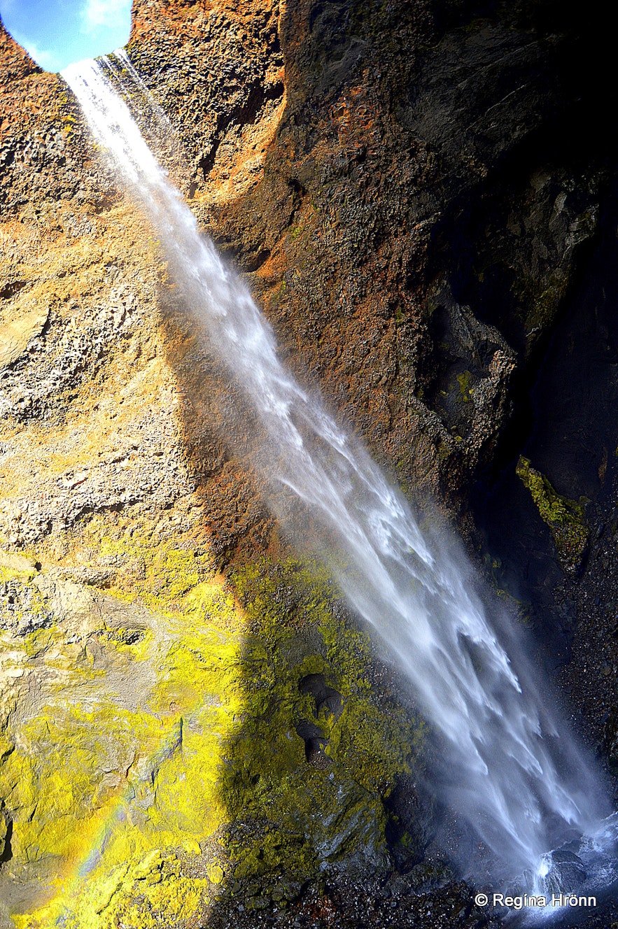 Remundargilsfoss waterfall in Remundargil canyon South-Iceland