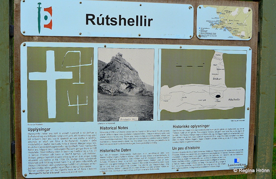 The information sign by Rútshellir cave