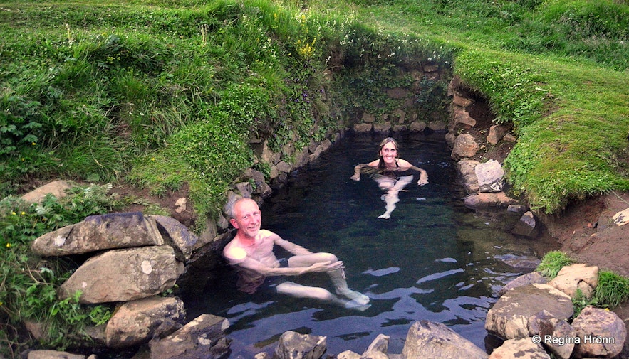 Regína in Hrunalaug Natural Hot Pool in South Iceland -