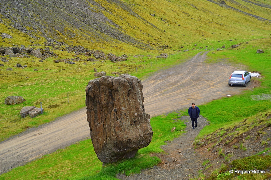 The Peculiar Rock, Steðji-Staupasteinn, in Hvalfjörður in Southwest Iceland