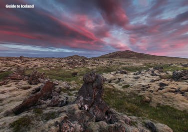 Un campo de lava al oeste de Islandia