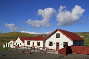 Solheimahjaleiga Guesthouse is in the shadow of Solheimajokull glacier.