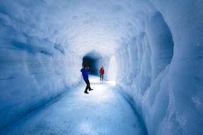 An ice tunnel in Langjokull glacier.