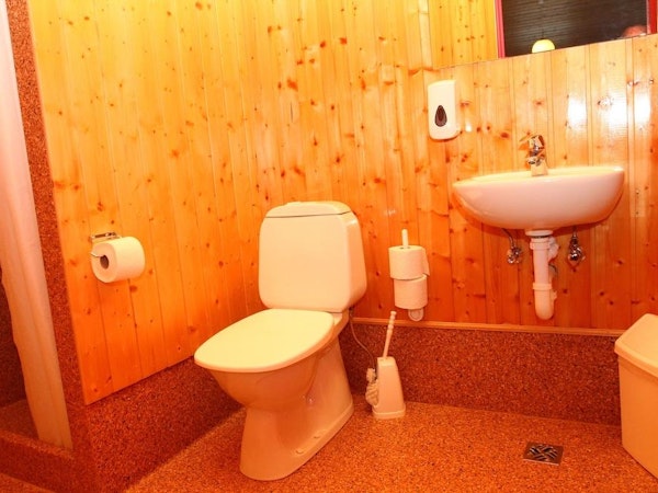 Guesthouse Narfastadir has wooden bathrooms.
