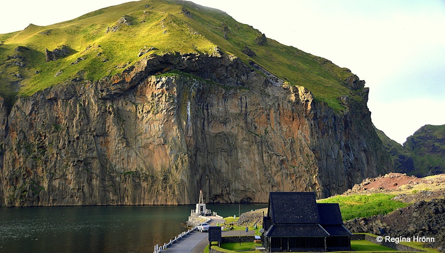 Westman Islands South-Iceland - the stave church and Heimaklettur rock