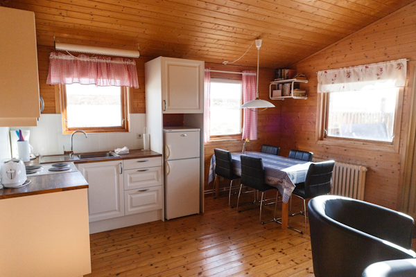 Snorrastaðir's cabins are rustic and charming.