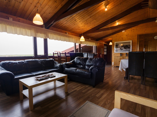 The living room of Snorrastaðir's largest cabin.