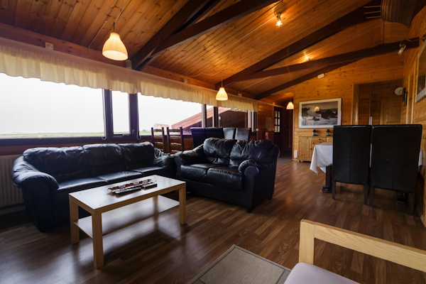 The living room of Snorrastaðir's largest cabin.