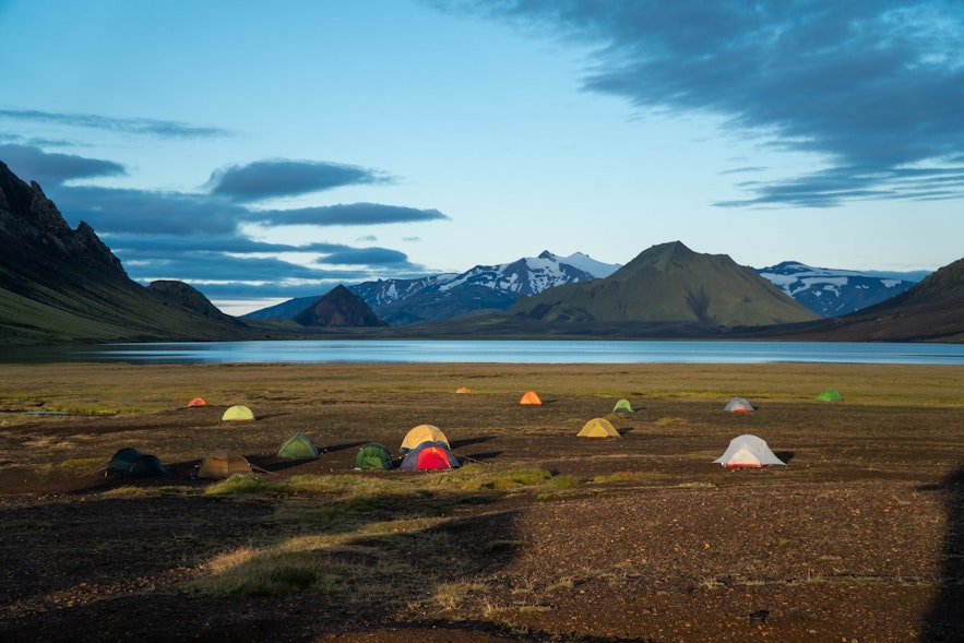 Camping is a favourite summer activity in Iceland.