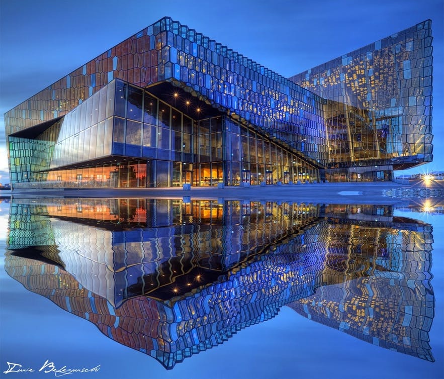 The Harpa Concert Hall is one of the most celebrated architectural monuments in the city of Reykjavík.