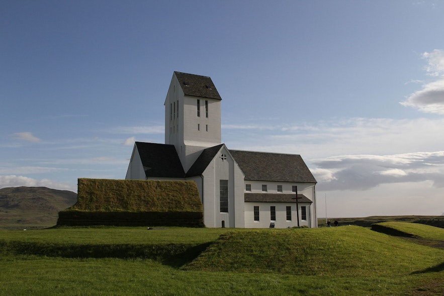 Die Kirche von Skálholt in Island ist ein historisches Denkmal am Goldenen Kreis in Island.