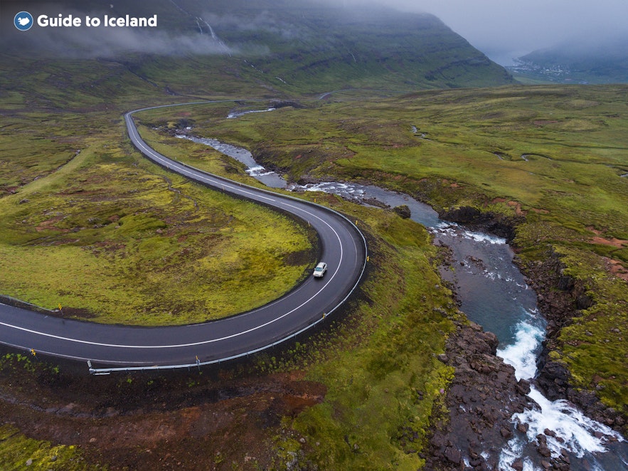 The road twists towards Seydisfjordur. 