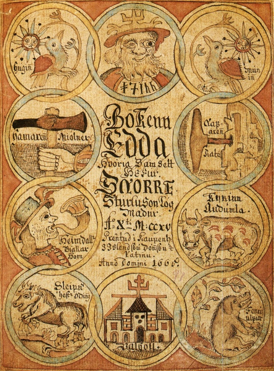 An image from a manuscript of Snorri Sturluson's work.