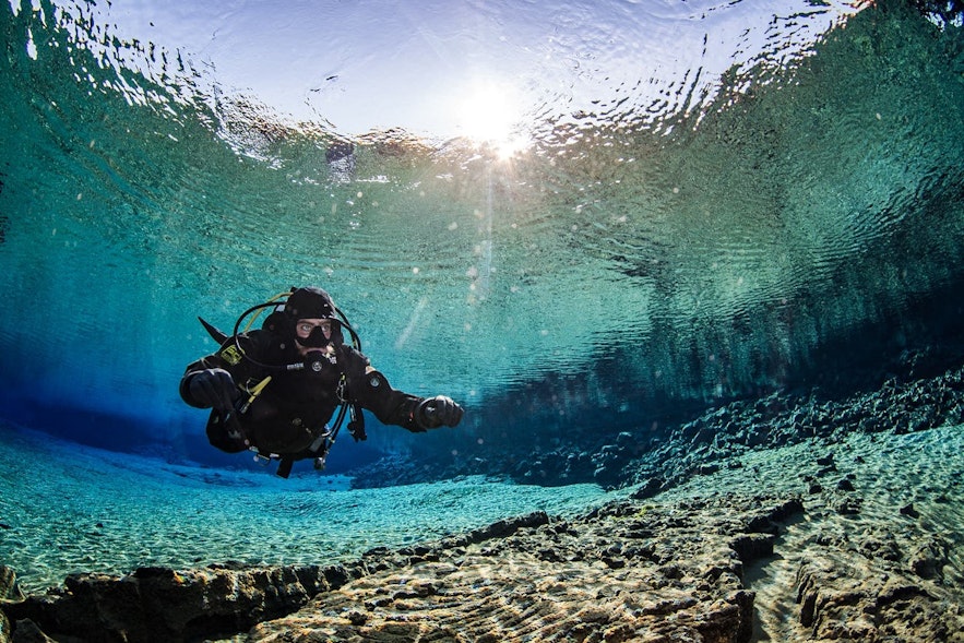 冰岛丝浮拉潜水之旅，领略海底世界的神奇魅力。