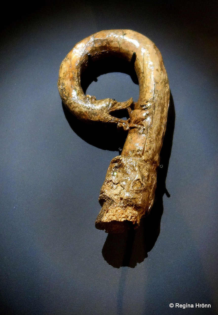 An artefact found at Skálholt on display at the National museum