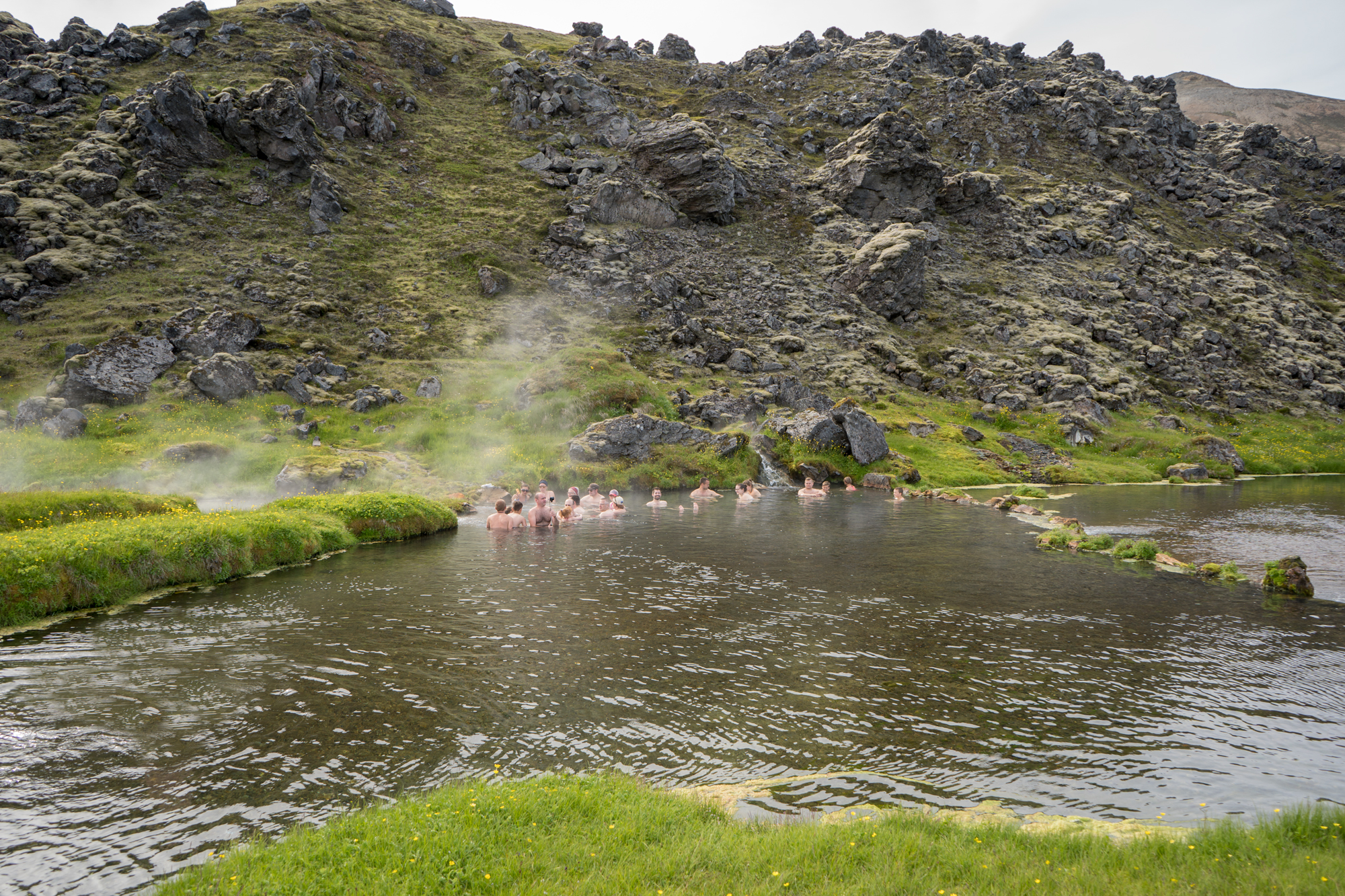 Bathing in a hot spring area in Landmannalaugar is a great way to spend a day.