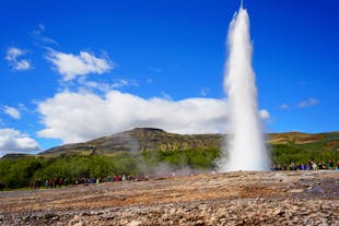 A geyser erupts in Iceland.