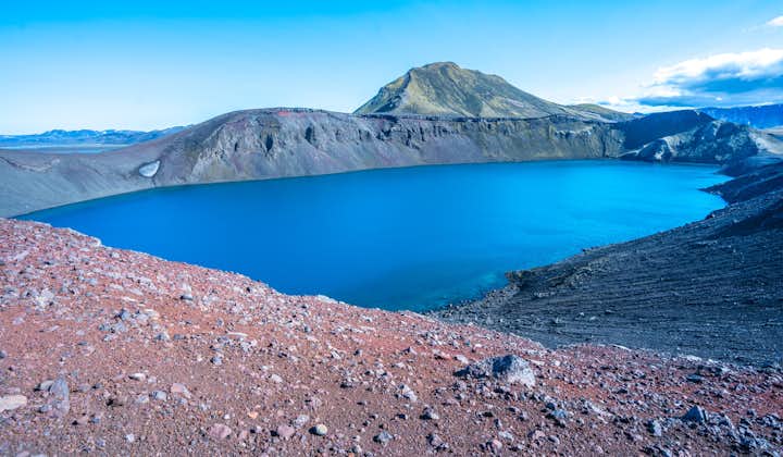 A vast crater lake can be found at Landmannalaugar.