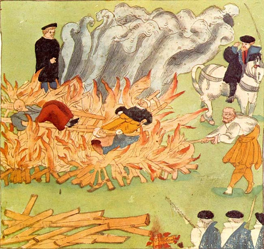 Witches burned at the stake in Europe.