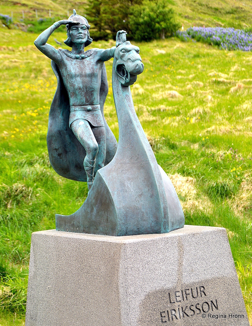 Leifur heppni statue at Eiríksstaðir West-Iceland