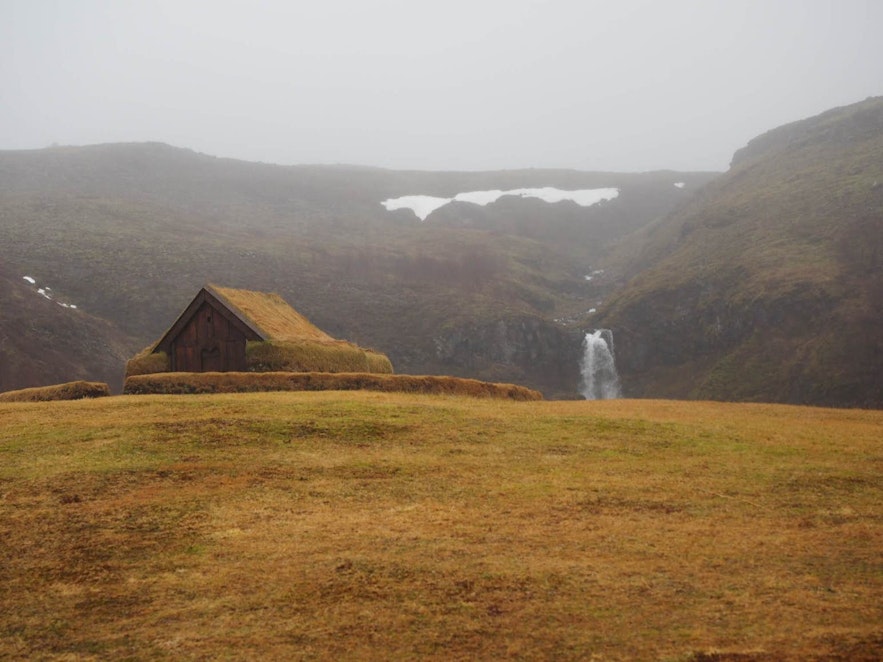 A reconstructed Viking era house in the South of Iceland