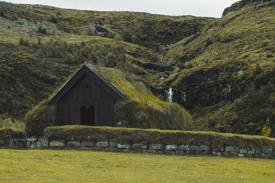 A historic Icelandic turf house.