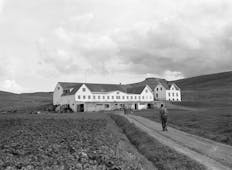 An old photo of the village of Reykhir.