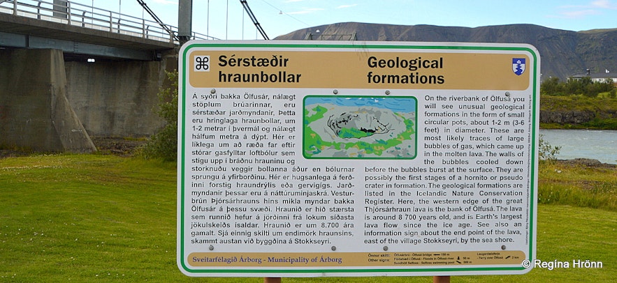 The information sign by the lava pots by Ölfusá river