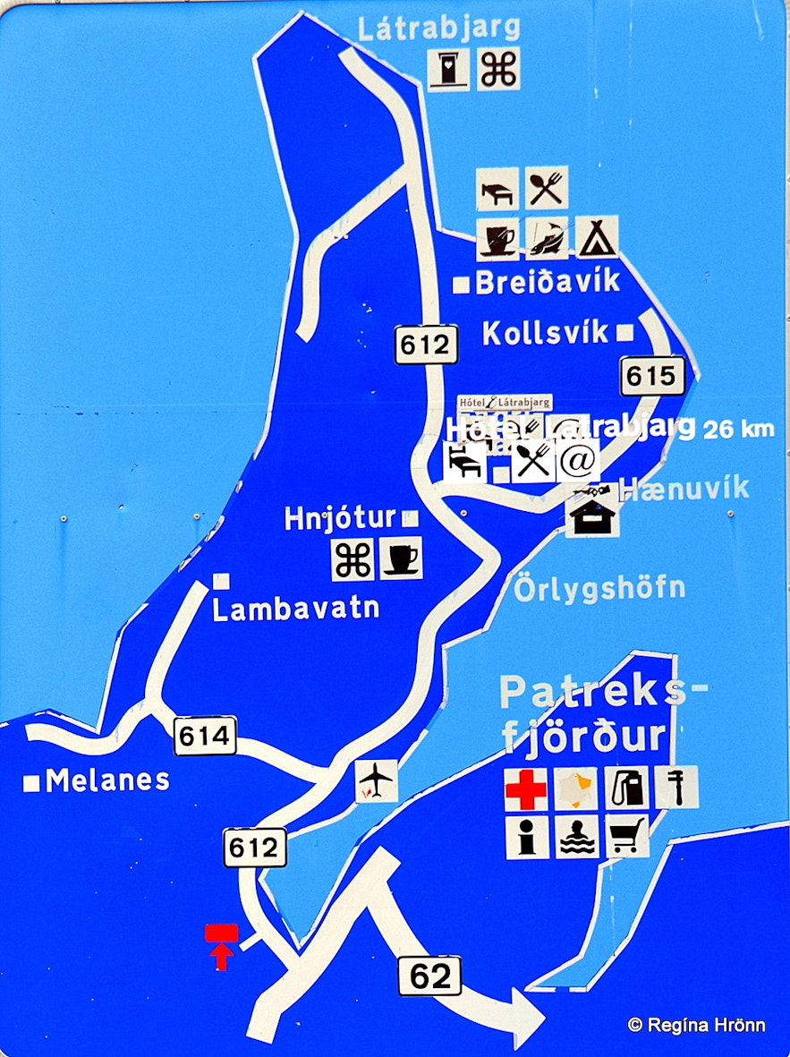 Road-sign for the Westfjord Road