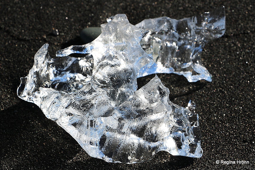 Ice chunks on the beach by Jökulsárlón