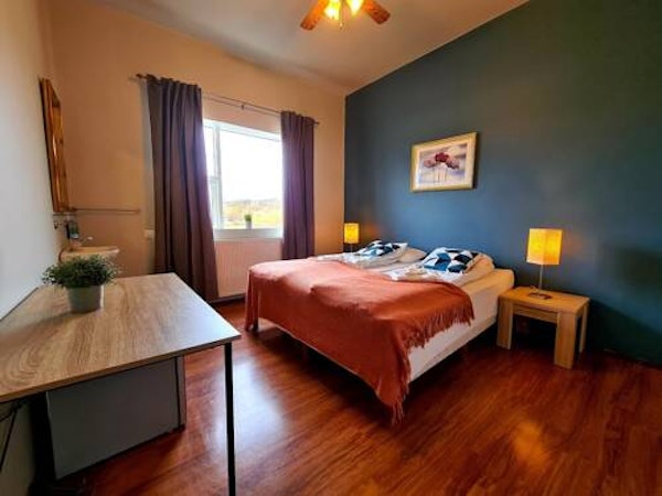 Hlin Guesthouse has warm lighting and comfortable rooms.