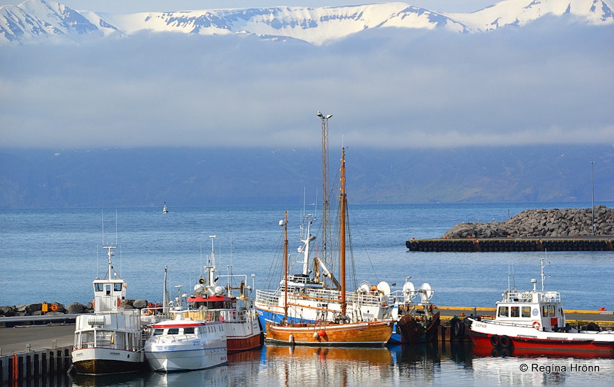 Húsavík harbour and Skjálfandaflói bay