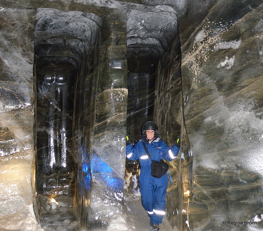 Regína inside Langjökull ice cave Iceland