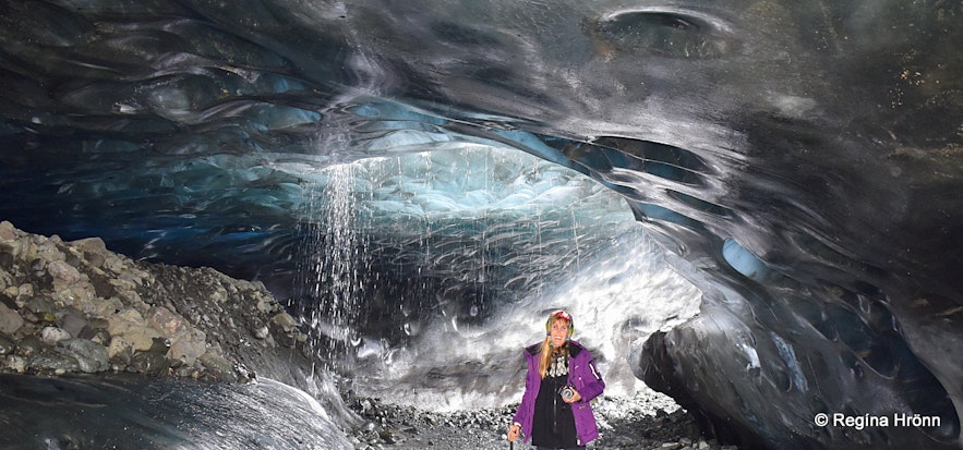 Regína inside the Sapphire ice cave
