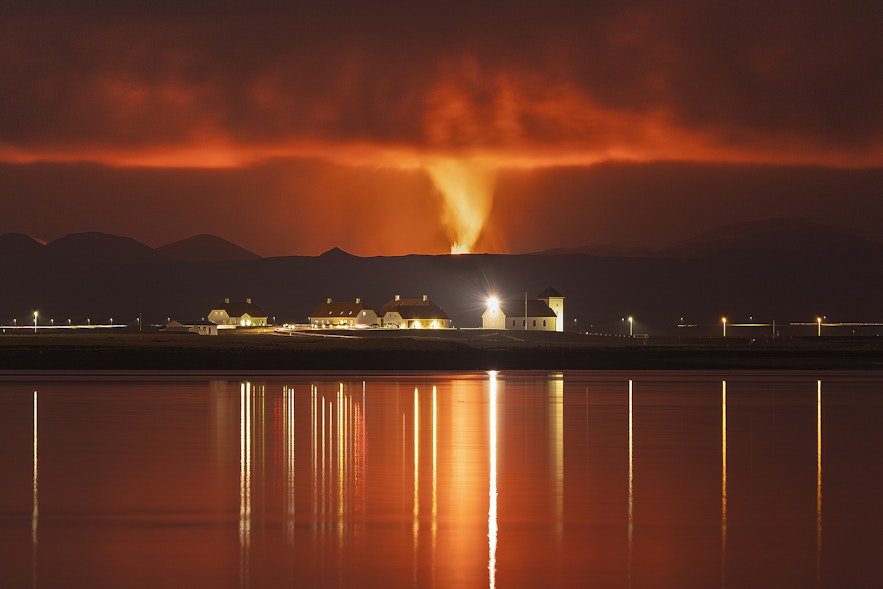 Lava from the Fagradalsfjall volcano is visible from Reykjavik.